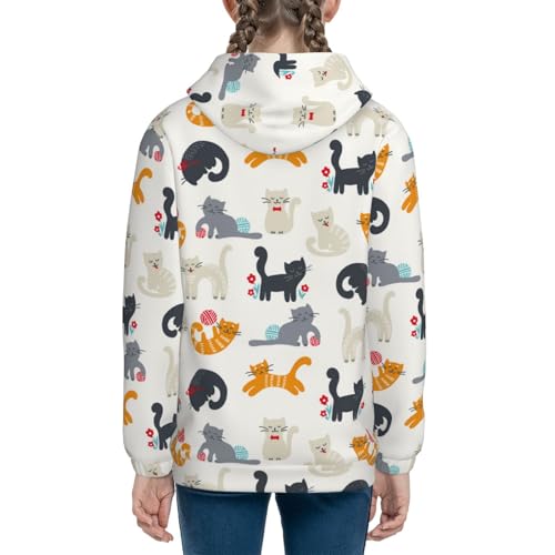 Cute Cats Kids Pullover Hoodies Boys Sweatshirts Girls Athletic Clothes with Pocket4