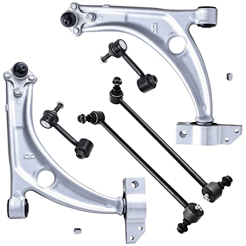 Image of Detroit Axle - Front 6pc Control Arms Kit for 06-10 VW Passat, 09-13 Tiguan, 09-17 CC, 2 Lower Control Arms + Ball Joints 4 Front and Rear Sway Bar Links Suspension Kit Replacement