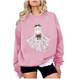 Felpa di Halloween da donna, una divertente felpa floreale stagionale spaventosa con maniche lunghe Tumblr, Colore: rosa., M