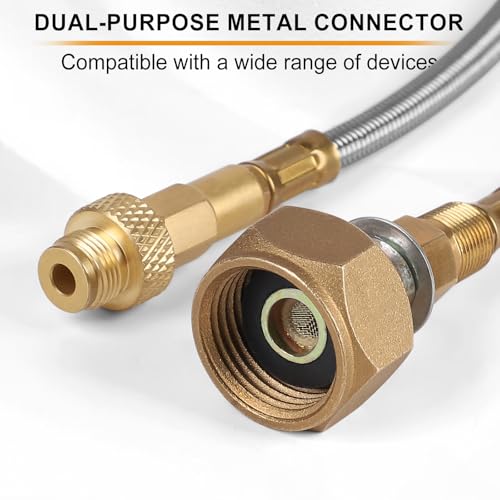 MIGUBIGU 1 Stück Gaskartuschen Adapter Set Gasgrill mit 1m Verlängerungsschlauch, LPG Adapter für Gasflaschen, für Campingofen des Flachzylinders, Campingkocher und GrillG