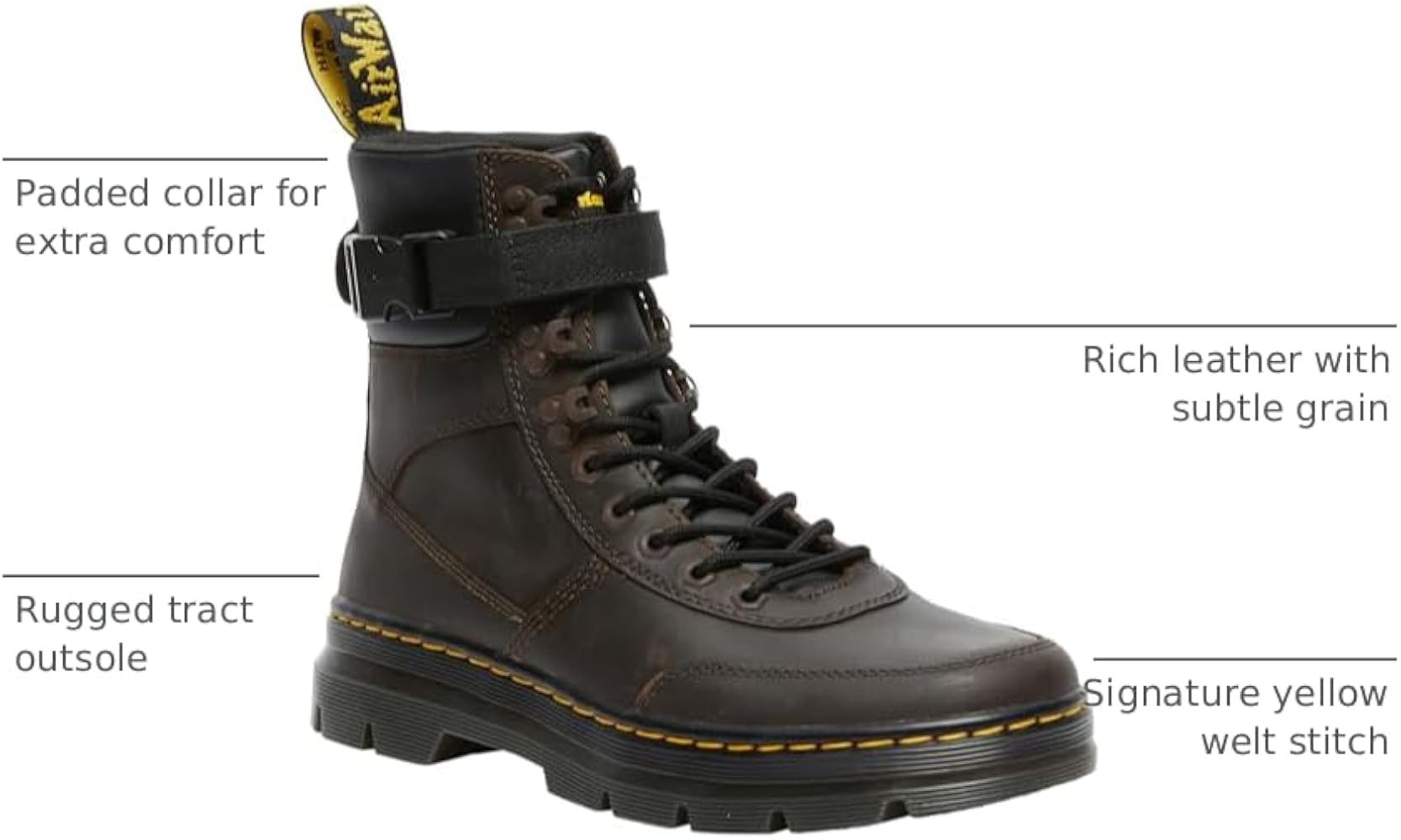 Amazon.com: Dr. Martens, Unisex Combs Tech Leather 8 Tie Boot