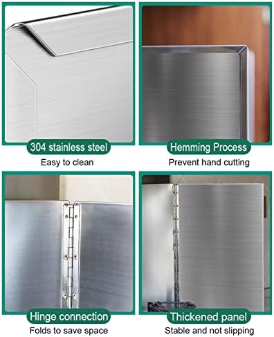 Stainless Steel Splatter Guard for Stove - 2/3/4 Sided Foldable Grease Screen, Cooking Heat Insulation, Prevent Oil & Smoke Splatter - Kitchen Essential