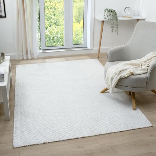 LUXE WEAVERS Machine Woven White 5x7 Area Rug, Indoor Stain-Resistant