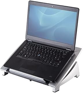 Fellowes Office Suites Laptop Stand for Desk 6 Height Adjustable Portable Laptop Riser for the Home and Office - Max Monitor Size 17", Max Weight 5KG - Black/Silver