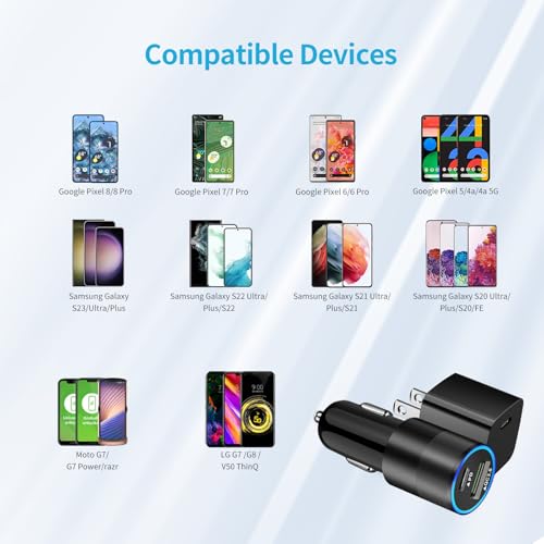 Adaptador de carga de coche PD PPS para Google Pixel 8 7 6 y Samsung 3