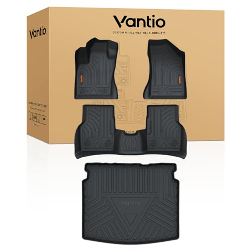 Image of Floor Mats for 2017-2026 Jeep Compass | Custom Fit TPE All Weather Floor Liners with Cargo Mat, Front & 2nd Row Full Set, Waterproof Heavy Duty Anti-Slip Car Mats