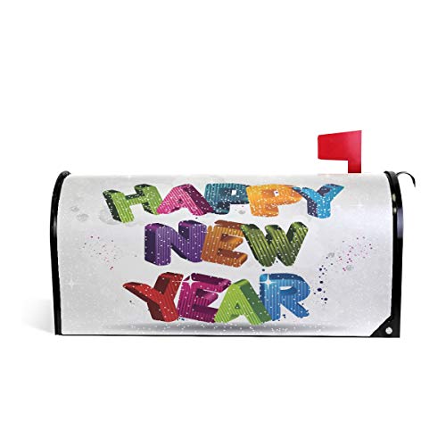 WOOR Happy New Year Magnetic Mailbox Cover Oversized for Garden Yard Outdoor Decorations-25.5