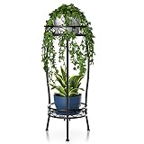 H HOMEXIN Plant Stand Indoor Outdoor, 2 Tier Metal Tall Planter Stand 26.5" Flower Stand Holder Heav