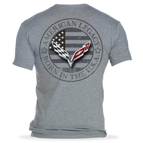 C7 Corvette Men's Short Sleeve T-Shirt - USA Flag Shirt - from The American Legacy Collection - Officially Licensed by GM