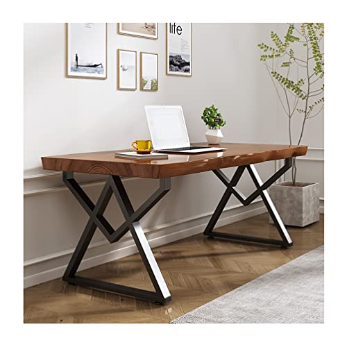 Modern Metal Solid Wood Computer Desk, Natural and Simple Multi-Function Pine Long Table Dining Table Conference Desk Game Table (Size : 160x70x75cm) ()