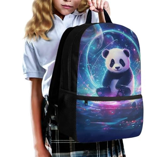 HUIACONG School Backpack for Girls,Custom Boys Space Backpacks with Name,Personalized Galaxy Panda Bookbag for Kindergarten Primary Elementary,Boys Back to School Supplies3