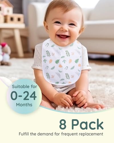 Lilian&Gema Baby Bibs 8 Pack Baby Drool Bibs for Unisex Boys Girls,Soft Cotton Bibs for Teething and Drooling Newborn