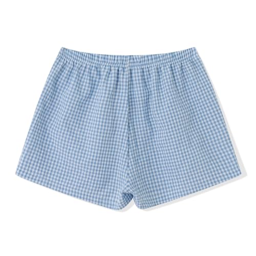 Image of Y2k Women Gingham Boxer Shorts Low Rise Micro Pajamas PJ Sleep Short Pants Plaid Sleepwear Sleeping Lounge Bottoms