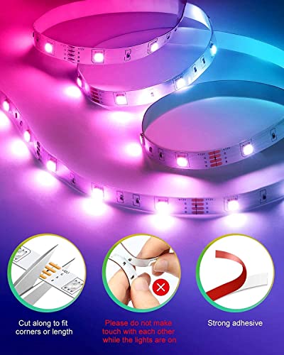 Goadrom 32.8Ft Rgb Led Strip Lights, 5050 Led Lights For Bedroom, 10M Color Changing Rope Lights With 44 Key Ir Remote And 12V/3A Adapter For Kitchen, Home Decoration, Party, 2 Rolls Of 16.4Ft #TOP7