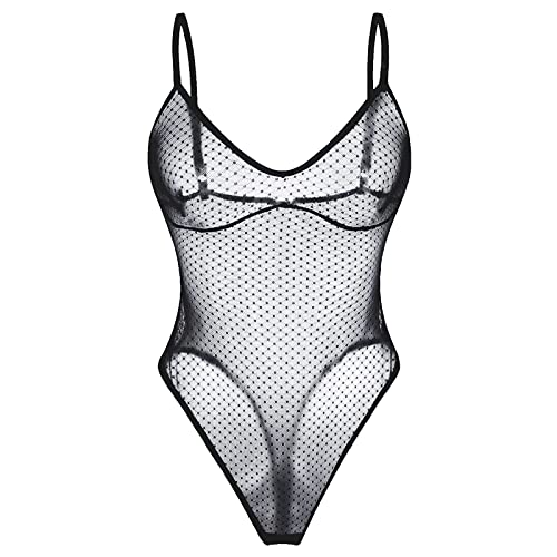 WTMFORU Damen Body Sexy Bodysuit Catsuit Mesh (XXL/3XL)