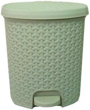 Srendi® Small/Large Plastic Rattan Pedal Bin Ideal for Bedroom/Bathroom/Kitchen/Rubbish/Dustbin (5.5 Litre, Cream)