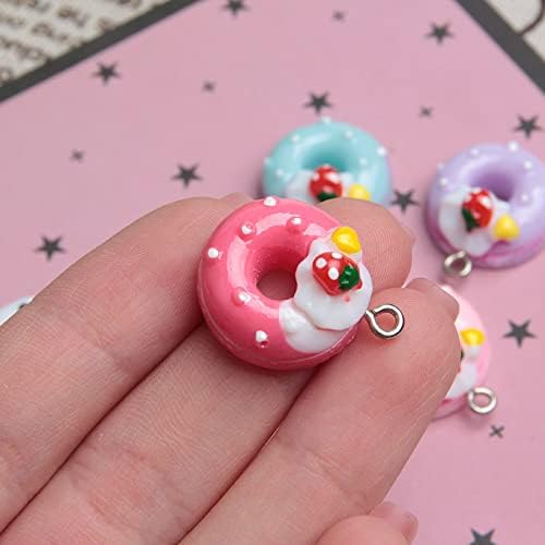 Acxico 20Pcs Multi-color Resin Doughnut/Cake Charms Pendants Fit DIY Necklace Jewelry - Image 3