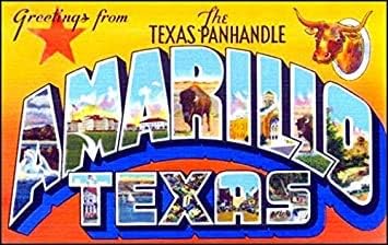 Vintage Greetings from Amarillo Pegatina (Vieja Postal Arte Logo Texas tx)