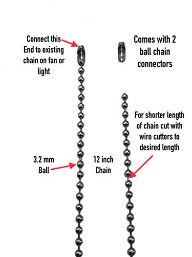 Image of Silver Tone Owl Ball Fan Light Pull Chain Extender Replacement Set of 2