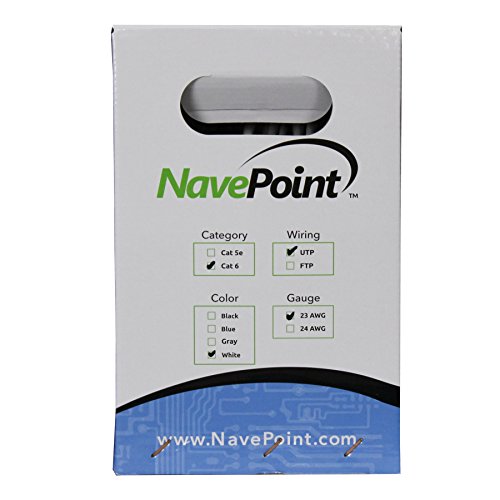 Image of NavePoint Cat6 (CCA), 250ft, White, Solid Bulk Ethernet Cable, 550MHz, 23AWG 4 Pair, Unshielded Twisted Pair (UTP)