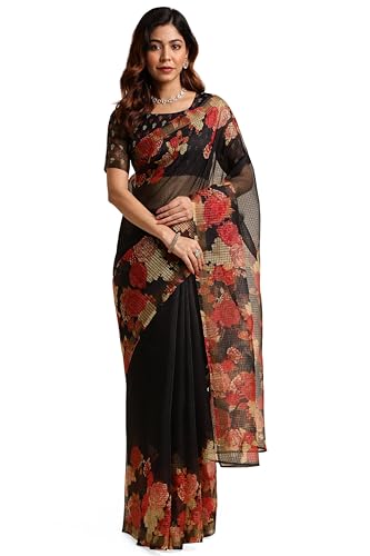 Image of MIRCHI FASHION Lightweight Kota Doria Cotton Saree | Floral Printed Summer Saree for Women | Breathable Ethnic Daily Wear Saree with Blouse Piece