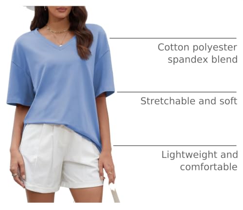 Image of ATHMILE Womens Oversized Shirts V Neck Plus Size Spring Workout Summer Tops Beach Vacation 2026 Gym Clothes Basic Tee