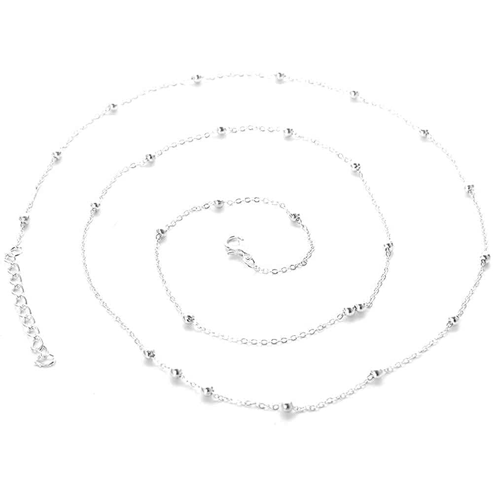 Jovono Cadena de cuerpo con cuentas para bikini, cadena de joyería corporal, cadena de cintura para mujer y niña (plata), Plata