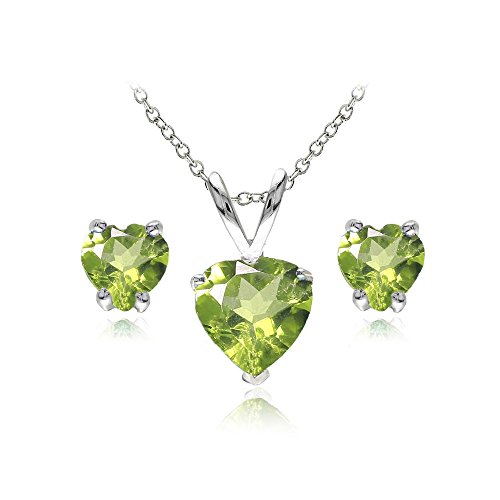 B. BRILLIANT Sterling Silver Peridot Heart Solitaire Set