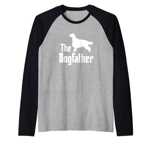 The Dogfather - funny dog gift, funny Irish Setter Raglan Baseball Tee, Black