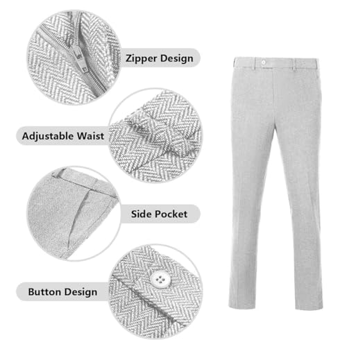 Retro Tweed Brown Men Suit 3 Piece Herringbone Slim Fit Suits Wedding Tuxedos Set Prom Jacket Blazers Vest PantsALV062