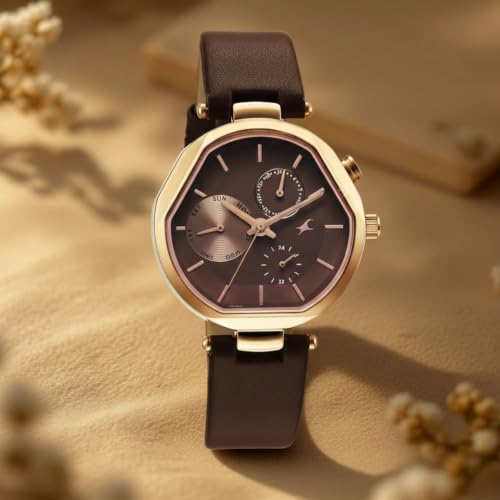 Image of Fastrack TIK Tok 5.0 Quartz Analog Brown Shaped Dial Women's Watch - 6319WL01