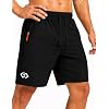 Men’s 7″ Athletic Gym Shorts with Zipper Pockets, Quick Dry | Lightweight 4-way stretch shorts with 3 zipper pockets, 7 inch inseam and drawstring waist for gym, running and daily wear
