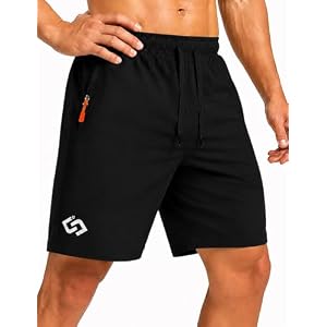 Men’s 7″ Athletic Gym Shorts with Zipper Pockets, Quick Dry