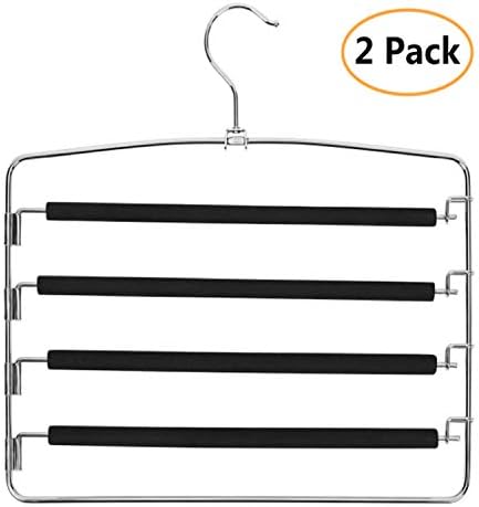 Corodo Multi Layer Pant Hangers 2 Pack, Non-Slip Foam Padded Swing Arm Space Saving Pant Rack
