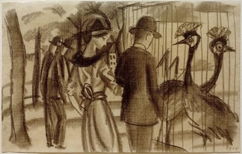 ZHAOSHAN Pinturas Famosas Pintura Imagen Pintura Lienzo Mural Coppia con le gru coronate di August Macke para Decoración de dormitorio 60x90cm