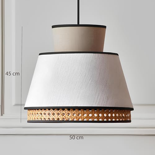 Image of AKWAY Rattan Hanging Lamp for Living Room | Bamboo Pendant Light for Bedroom | Cane Hanging Light for Home Decoration - Blaze