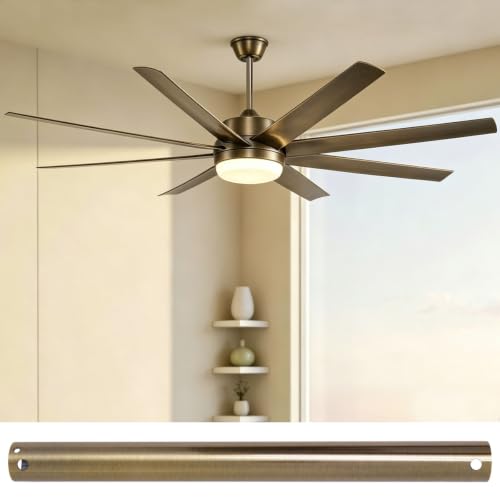 Image of 12 Inch Ceiling Fan Extension Rod, 1 Inch Outside Diameter Not Threaded Ceiling Fan Downrod for a Wide Range of Fans (Brushed Bronze)