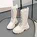 Lace Up Riding Boots for Girls Chunky Heels Lug Sole Non Slip Combat Boots Side Zipper Punk Goth Boot Winter Fashion Shoes