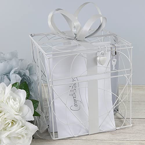 Simplicity White Metal Wedding Card Box, 8.5'' L X 9'' W X 11.2'' H #TOP7