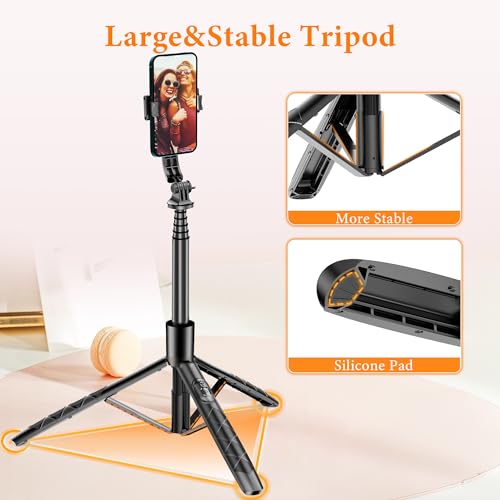 Image of 62 inch Aluminum Alloy Selfie Stick Phone Tripod with Wireless Remote Compatible with iPhone 17 16 15 14 13 pro Xs Max Xr X, Android /Samsung Smartphone Expandable for Travel Selfies Video Recording Vlog