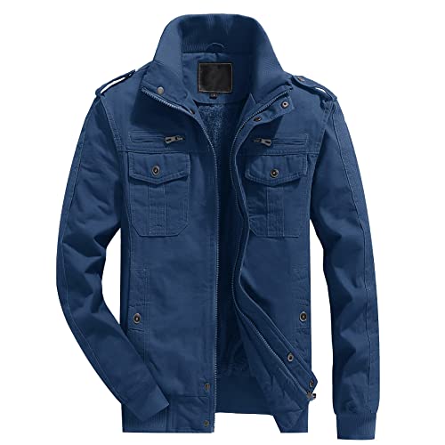 Crysully Mens Fatigue Jacket Outdoor Sportswear Windbreaker Bomber Jackets And Coats Denim Blue #TOP3