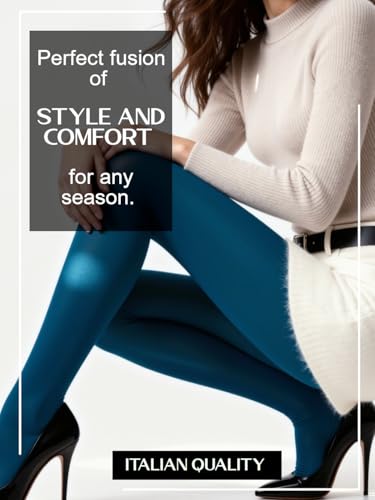 Image of Mila Marutti Tights for Women - Elegant and Comfortable Tights for Women - Semi Opaque Hosiery Stockings - Ocean Blue, S
