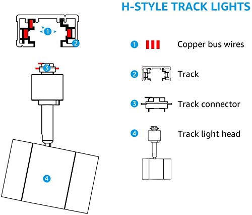 Leonlite Anti-Glare Net Dimmable Led Track Lighting Heads, 8.5W H Type Track Light, Integrated Track Light Heads, Cri90 H Track Lighting Heads, Etl & Es Listed, 4000K Cool White, Matte Black, 4 Pack #TOP5