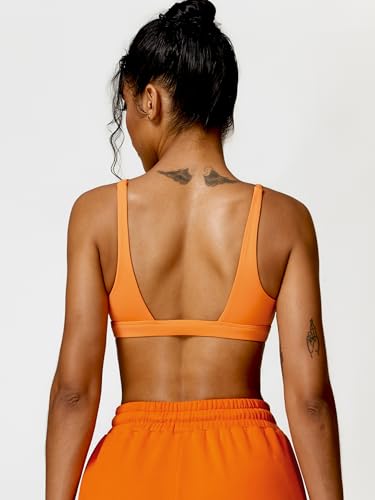 Image of ABOCIW Womens Deep V Neck Sports Bra Padded Low Impact Fitness Yoga Bra U Back Wireless Gym Workout Bra Crop Top