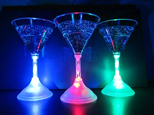 Gp Glowproducts.com Light Up Martini Glasses (Set Of 6) - 7 Oz Led Glowing Martini Glasses With 8 Color Modes #TOP4