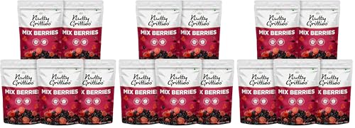 Image of Nutty Gritties Premium Mix Berries - 200g Each | Black Currants, Blueberries, Strawberries & Cranberries | Pack of 15
