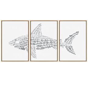 SIGNWIN 3 Piece Framed Canvas Wall Art Animal...