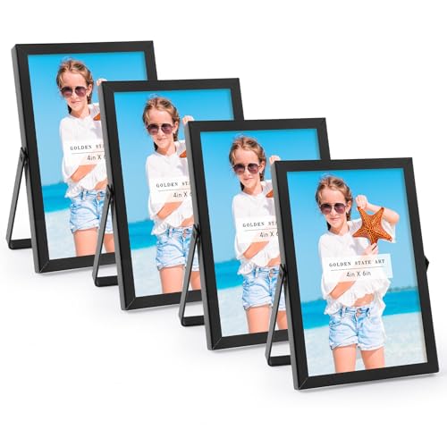 Golden State Art - 4 Pack Black 4x6 Metal Floating Picture