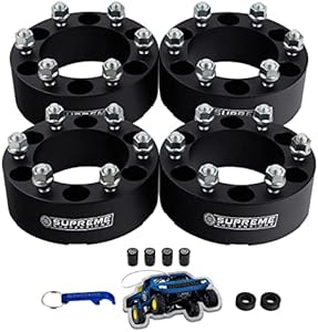 Supreme Suspensions - 4pc Set [Black] 2" Wheel Spacers for Nissan Titan/Armada 2WD 4WD - BP: 6x139.7mm / CB: 108mm / Studs: M12x1.25 [Includes 4 Tire Valve Caps]
