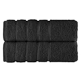 Elegant Comfort 100% Turkish Cotton 4 Lines Viscose Stripe Luxury 2 Pack Bath Towel Set 27 x 54 Inch - Super Soft and Highly Absorbent Premium Hotel Spa Quality Towels for Bathroom Use, Black